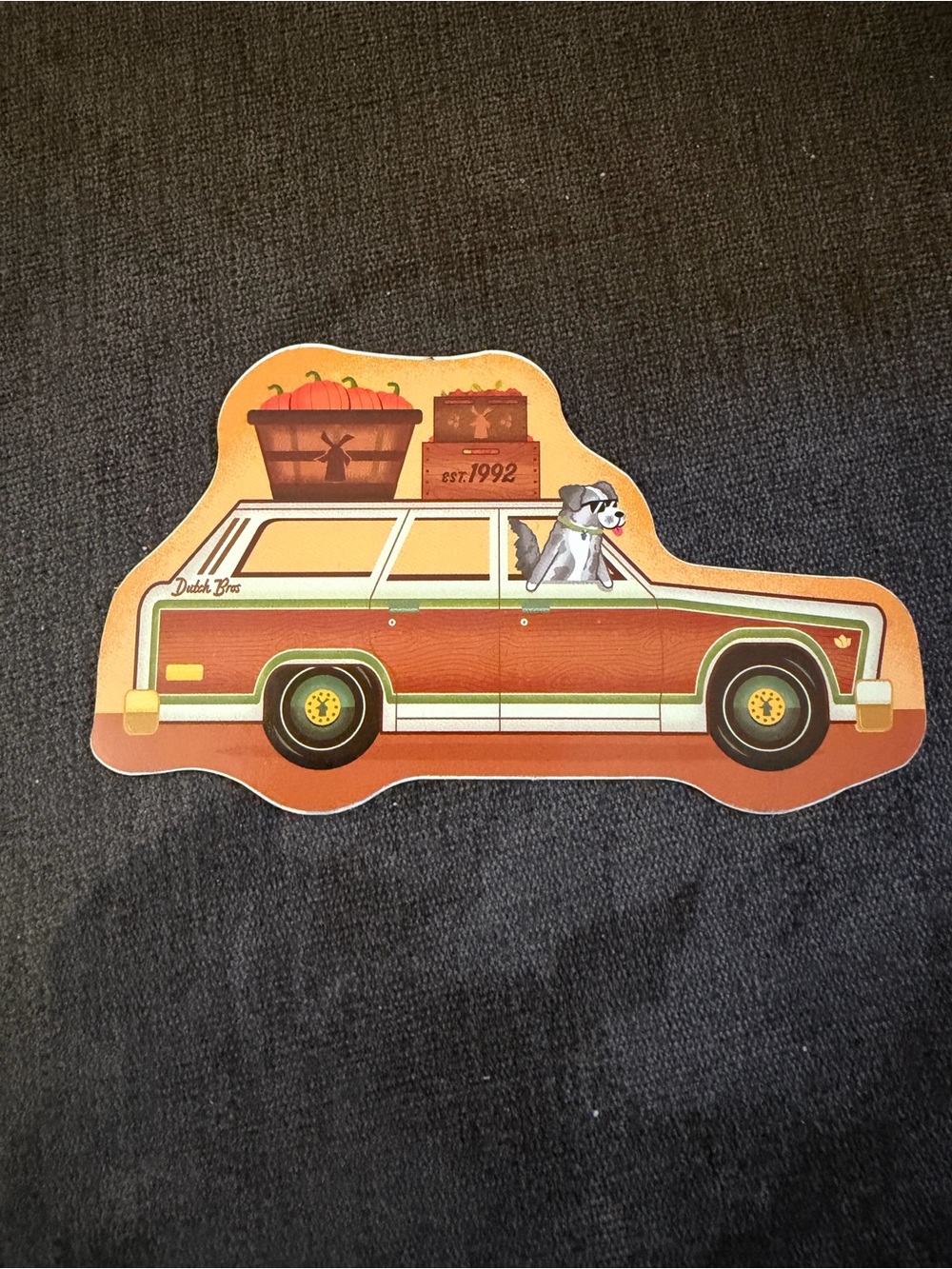 Dutch Bros Orange Rare Fall Sticker with Pumpkin Crate and Dog